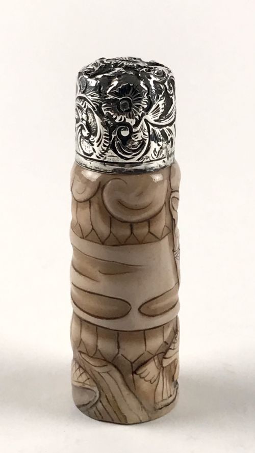 ANTIQUE ORIENTAL JAPAN CHINA SNUFF PERFUME BOTTLE SOLID SILVER LID NEWCASTLE - ADDITIONAL PHOTO 2
