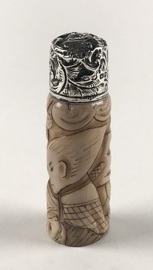ANTIQUE ORIENTAL JAPAN CHINA SNUFF PERFUME BOTTLE SOLID SILVER LID NEWCASTLE - ADDITIONAL PHOTO 3