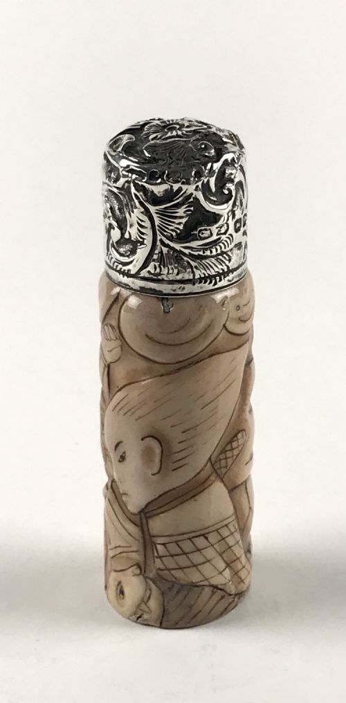 ANTIQUE ORIENTAL JAPAN CHINA SNUFF PERFUME BOTTLE SOLID SILVER LID NEWCASTLE - ADDITIONAL PHOTO 5