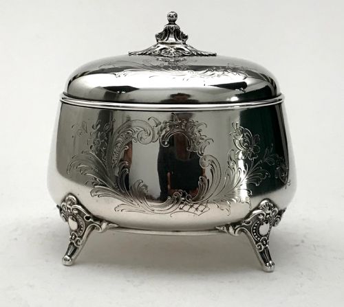 magnificent solid silver sterling tea caddy box 230g germany 1880 - CATEGORY: ANTIQUE SILVER - DATED 19TH CENTURY
