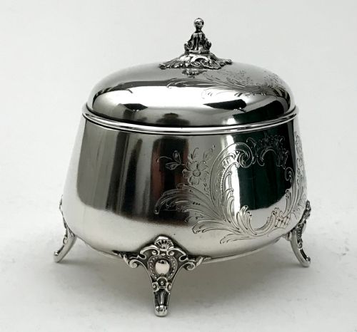 MAGNIFICENT SOLID SILVER STERLING TEA CADDY BOX 230G GERMANY 1880 - ADDITIONAL PHOTO 1