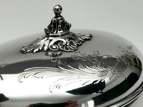 MAGNIFICENT SOLID SILVER STERLING TEA CADDY BOX 230G GERMANY 1880 - ADDITIONAL PHOTO 3