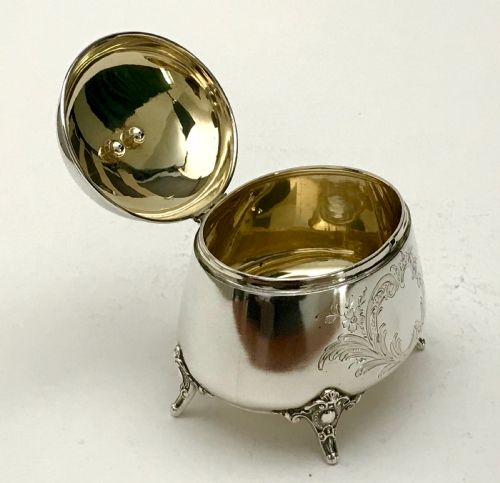 MAGNIFICENT SOLID SILVER STERLING TEA CADDY BOX 230G GERMANY 1880 - ADDITIONAL PHOTO 5