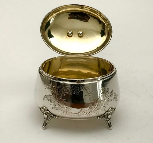 MAGNIFICENT SOLID SILVER STERLING TEA CADDY BOX 230G GERMANY 1880 - ADDITIONAL PHOTO 6