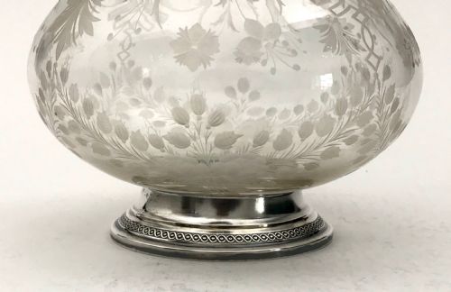 MAGNIFICENT SOLID SILVER BACCARAT CRYTAL WINE CLARET EWER 37CM ART DECO - ADDITIONAL PHOTO 9