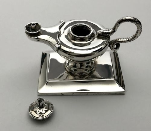 magnificent solid silver sterling aladdin cigar lighter 152g london 1869 - CATEGORY: ANTIQUE SILVER - DATED 19TH CENTURY