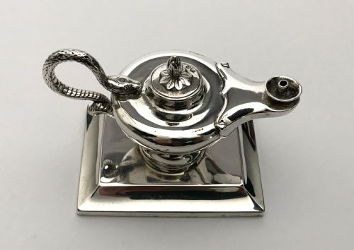 MAGNIFICENT SOLID SILVER STERLING ALADDIN CIGAR LIGHTER 152G LONDON 1869 - ADDITIONAL PHOTO 3