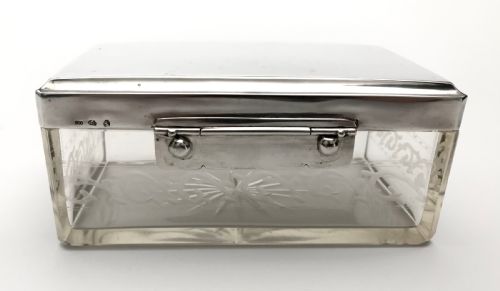 SOLID SILVER CRYSTAL BUTTER DISH CIRCA 1900 GERMANY 15CM DEYHLE GEBRDER - ADDITIONAL PHOTO 2