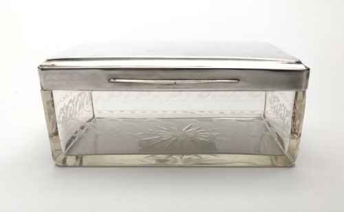 SOLID SILVER CRYSTAL BUTTER DISH CIRCA 1900 GERMANY 15CM DEYHLE GEBRDER - ADDITIONAL PHOTO 4