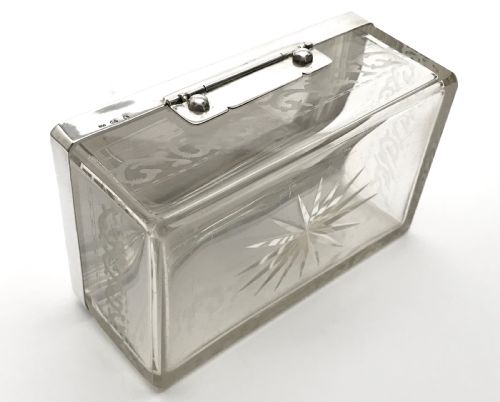 SOLID SILVER CRYSTAL BUTTER DISH CIRCA 1900 GERMANY 15CM DEYHLE GEBRDER - ADDITIONAL PHOTO 5