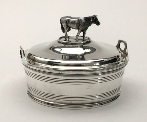 RARE SOLID SILVER STERLING COW BUTTER DISH 495G LONDON 1830 WILLIAM IV - ADDITIONAL PHOTO 3