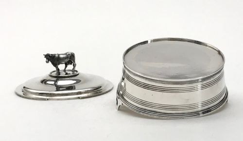 RARE SOLID SILVER STERLING COW BUTTER DISH 495G LONDON 1830 WILLIAM IV - ADDITIONAL PHOTO 8