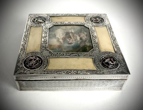 magnificent solid silver large french jewellery box french 19th c 18cm - CATEGORY: ANTIQUE BOXES - DATED VICTORIAN