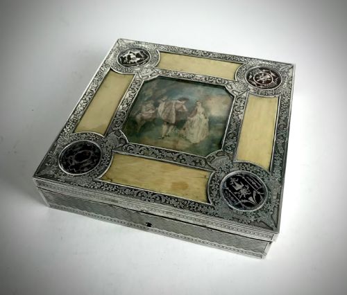 MAGNIFICENT SOLID SILVER LARGE FRENCH JEWELLERY BOX FRENCH 19TH C 18CM - ADDITIONAL PHOTO 1