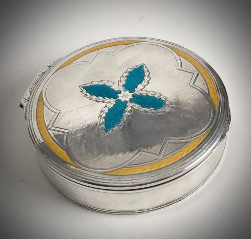 LARGE SOLID SILVER STERLING SWISS JEWELLERY TRINKET BOX ART DECO ENAMEL 444 G - ADDITIONAL PHOTO 1