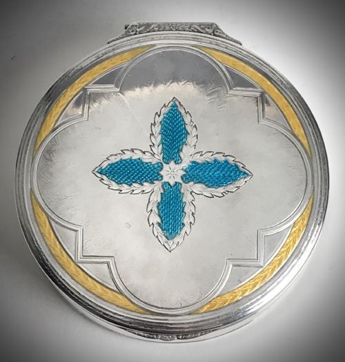 LARGE SOLID SILVER STERLING SWISS JEWELLERY TRINKET BOX ART DECO ENAMEL 444 G - ADDITIONAL PHOTO 5