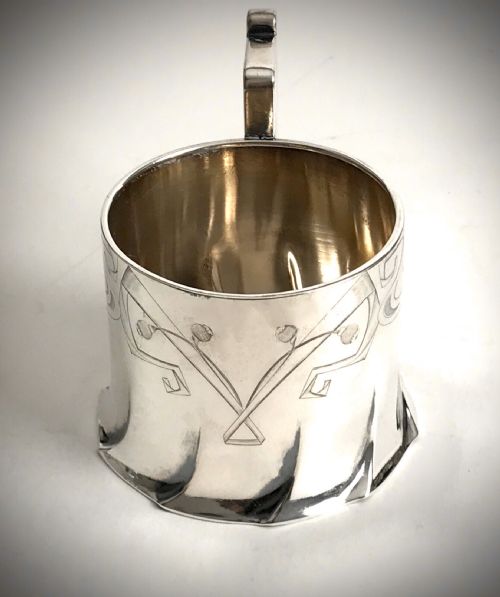solid silver gilt russian imperial tea glass holder 153 grams art nouveau 1908 - CATEGORY: ANTIQUE SILVER - DATED 1920