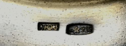 RUSSIAN SOLID SILVER GILT AND POLYCHROME CLOISONNE ENAMEL TEA STRAINER 47G - ADDITIONAL PHOTO 4