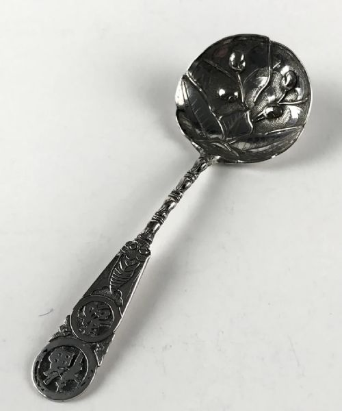 ANTIQUE CHINESE SOLID SILVER STERLING TEASPOON 12CM ORIENTAL CIRCA 1900 - ADDITIONAL PHOTO 1