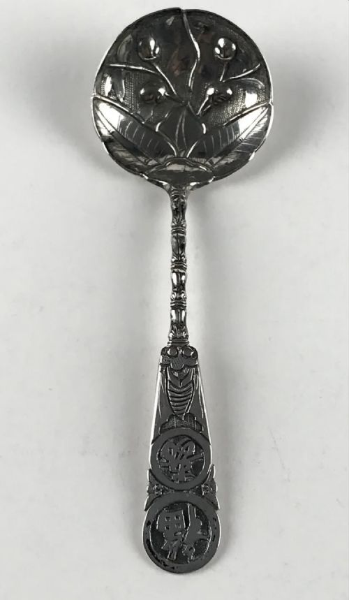 ANTIQUE CHINESE SOLID SILVER STERLING TEASPOON 12CM ORIENTAL CIRCA 1900 - ADDITIONAL PHOTO 2