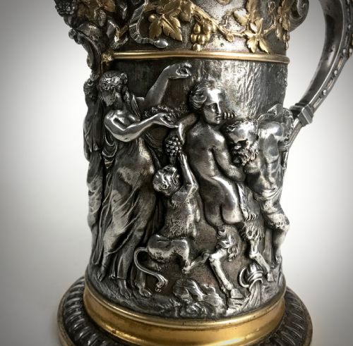 MAGNIFICENT HEAVY SILVER GOLD GILT PEWTER JUG TANKARD 19TH C VICTORIAN - ADDITIONAL PHOTO 6