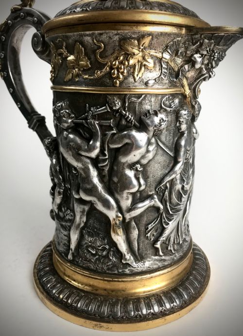 MAGNIFICENT HEAVY SILVER GOLD GILT PEWTER JUG TANKARD 19TH C VICTORIAN - ADDITIONAL PHOTO 8