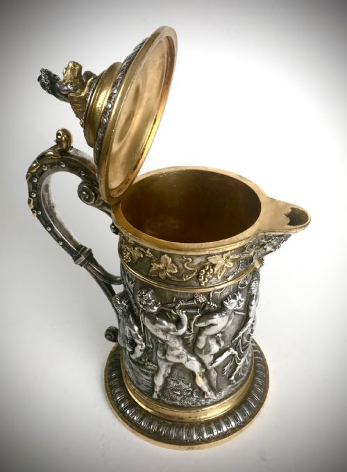 MAGNIFICENT HEAVY SILVER GOLD GILT PEWTER JUG TANKARD 19TH C VICTORIAN - ADDITIONAL PHOTO 11