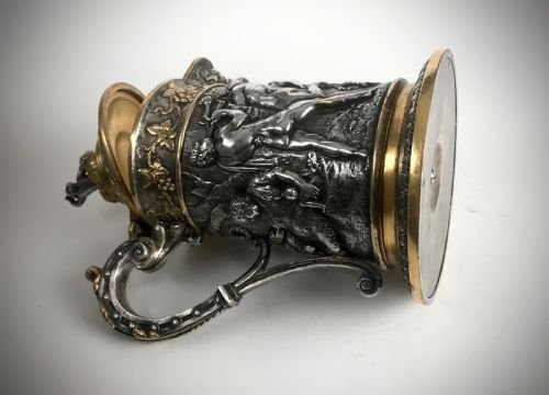 MAGNIFICENT HEAVY SILVER GOLD GILT PEWTER JUG TANKARD 19TH C VICTORIAN - ADDITIONAL PHOTO 12