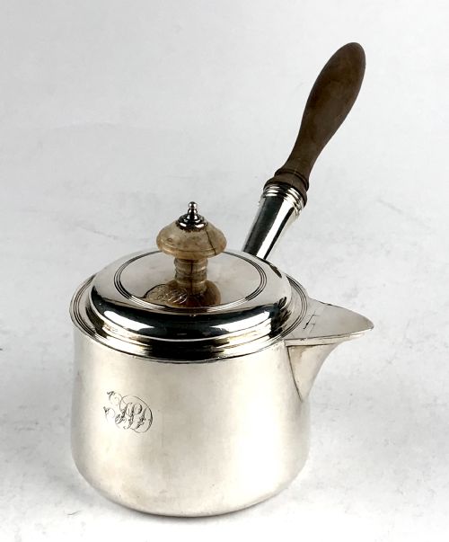 RARE GEORGIAN SOLID SILVER STERLING BRANDY PAN LONDON 1802 JOHN EAMES 336G - ADDITIONAL PHOTO 2