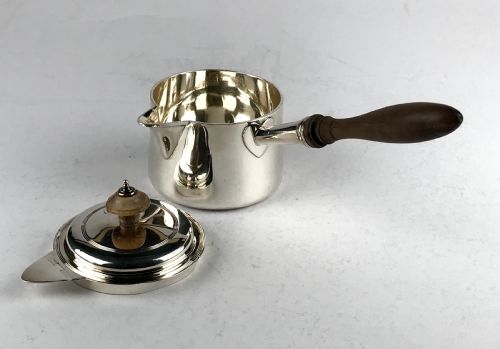 RARE GEORGIAN SOLID SILVER STERLING BRANDY PAN LONDON 1802 JOHN EAMES 336G - ADDITIONAL PHOTO 3