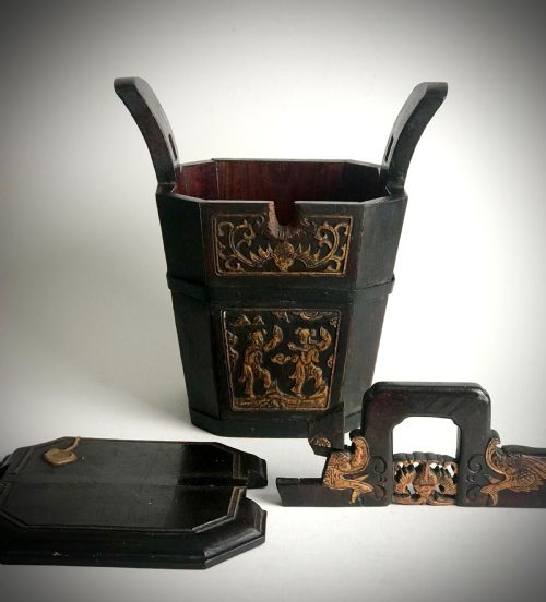 ANTIQUE QING DYNASTY ANTIQUE ORIENTAL CHINESE CARVED WOODEN TEAPOT WARMER CIRCA 1860 - ADDITIONAL PHOTO 8