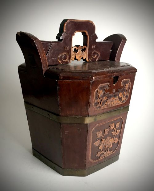 antique qing dynasty antique oriental chinese carved wooden teapot warmer circa 1860 - CATEGORY: ANTIQUE MISCELLANEOUS - DATED 19TH CENTURY