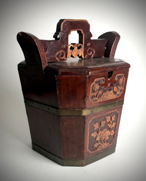 ANTIQUE QING DYNASTY ANTIQUE ORIENTAL CHINESE CARVED WOODEN TEAPOT WARMER CIRCA 1860 - ADDITIONAL PHOTO 2