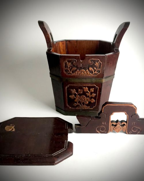 ANTIQUE QING DYNASTY ANTIQUE ORIENTAL CHINESE CARVED WOODEN TEAPOT WARMER CIRCA 1860 - ADDITIONAL PHOTO 8