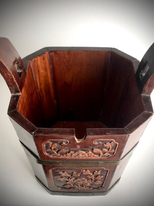 ANTIQUE QING DYNASTY ANTIQUE ORIENTAL CHINESE CARVED WOODEN TEAPOT WARMER CIRCA 1860 - ADDITIONAL PHOTO 9