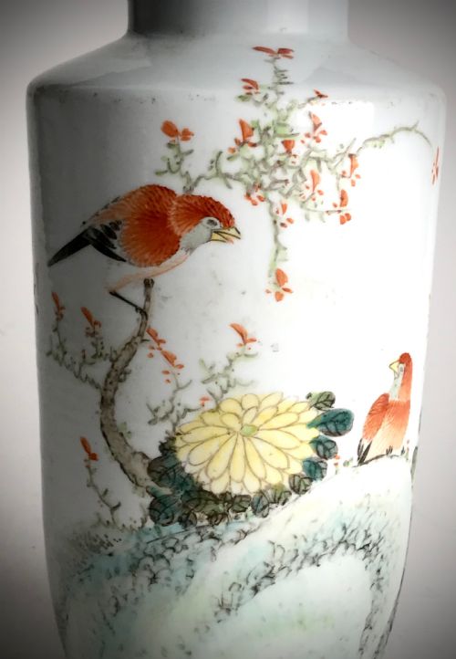 ANTIQUE CHINESE REPUBLIC PORCELAIN VASE QING DYNASTY 28CM CIRCA 1910 - ADDITIONAL PHOTO 1