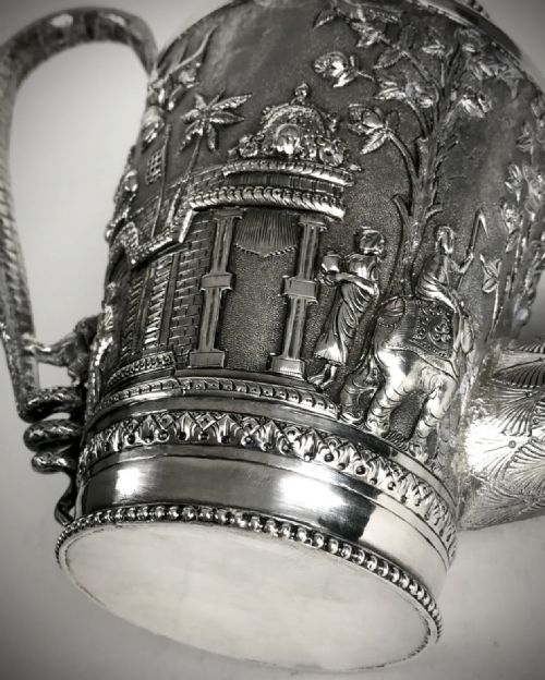 MAGNIFICENT SOLID SILVER STERLING COFFEE TEA POT 726G BURMESE INDIA 19TH C - ADDITIONAL PHOTO 2