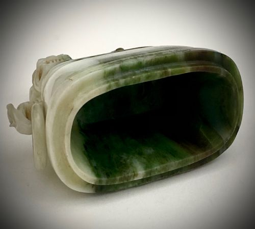 MAGNIFICENT CHINESE SPINACH JADE GREEN URN 1900 QING DYNASTY - ADDITIONAL PHOTO 4