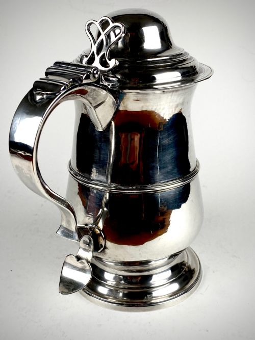 SOLID SILVER STERLING GEORGIAN LIDDED TANKARD LONDON 1795 BATEMAN - ADDITIONAL PHOTO 1