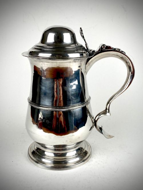SOLID SILVER STERLING GEORGIAN LIDDED TANKARD LONDON 1795 BATEMAN - ADDITIONAL PHOTO 2