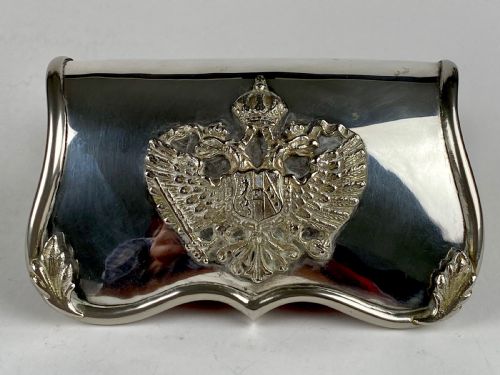 SOLID SILVER AUSTRO HUNGARIAN MILITARY CARTRIDGE BOX CAVALRY 1900 - ADDITIONAL PHOTO 4