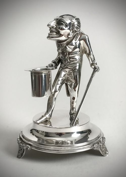 ANTIQUE SOLID SILVER 925 PORTUGUESE TOOTHPICK HOLDER BUTLER AGUIA ART DECO - ADDITIONAL PHOTO 2