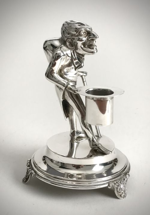 ANTIQUE SOLID SILVER 925 PORTUGUESE TOOTHPICK HOLDER BUTLER AGUIA ART DECO - ADDITIONAL PHOTO 4