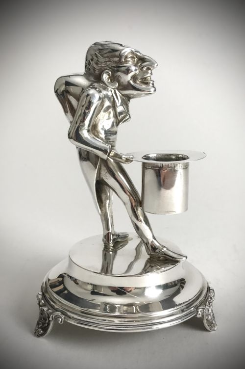 ANTIQUE SOLID SILVER 925 PORTUGUESE TOOTHPICK HOLDER BUTLER AGUIA ART DECO - ADDITIONAL PHOTO 9