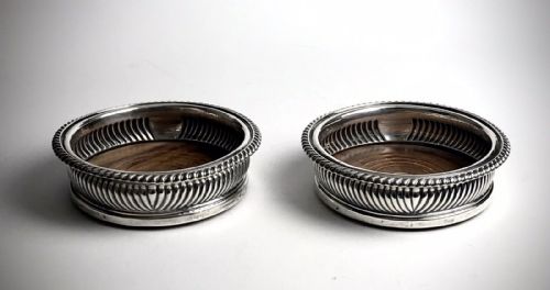 SUPERB PAIR GEORGIAN SOLID SILVER STERLING WINE COASTERS SHEFFIELD 1818 - ADDITIONAL PHOTO 3