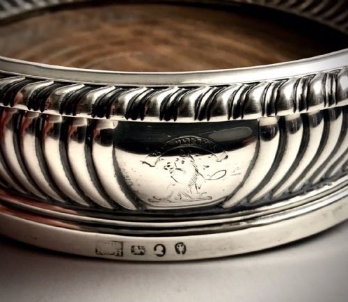 SUPERB PAIR GEORGIAN SOLID SILVER STERLING WINE COASTERS SHEFFIELD 1818 - ADDITIONAL PHOTO 4