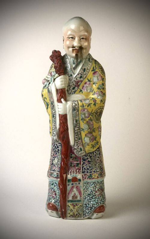 CHINESE REPUBLIC PORCELAIN FIGURE SHOUXING GOD OF LONGEVITY - ADDITIONAL PHOTO 2