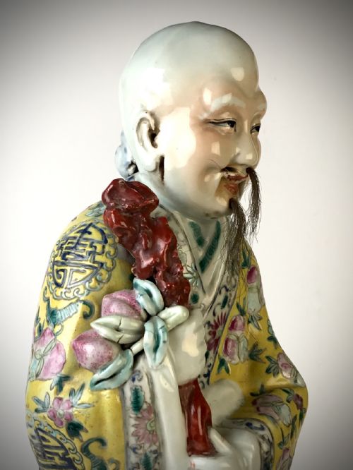CHINESE REPUBLIC PORCELAIN FIGURE SHOUXING GOD OF LONGEVITY - ADDITIONAL PHOTO 5