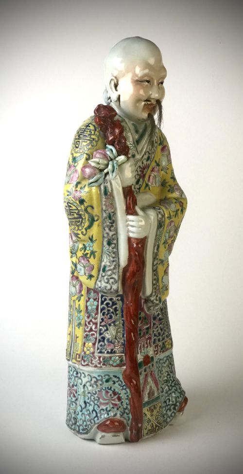 CHINESE REPUBLIC PORCELAIN FIGURE SHOUXING GOD OF LONGEVITY - ADDITIONAL PHOTO 6