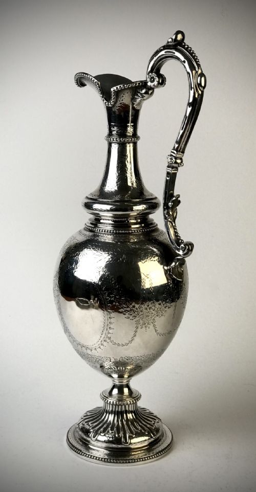 EARLY VICTORIAN SOLID SILVER STERLING WINE EWER GR ELKINGTON LONDON 1867 - ADDITIONAL PHOTO 1
